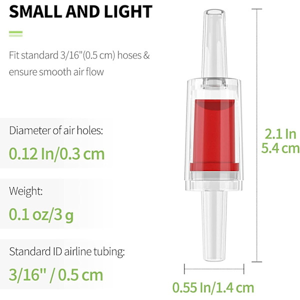10 st. Akvarieluftpumpens Kontrollventiler Envägskontrollventiler 0,5 cm Luftledningsslangpumpsskydd för Syresättning