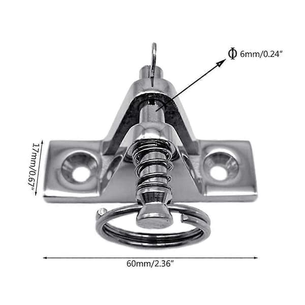 6 cm/2,4-tommer lang Bimini Top Quick Release dækhængsel Rustfrit stål hængselbase med stift