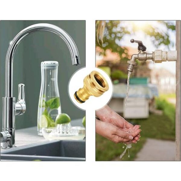 4 stk. Messing haveslangehane fittings 6 punkts hunner for have og landbrug