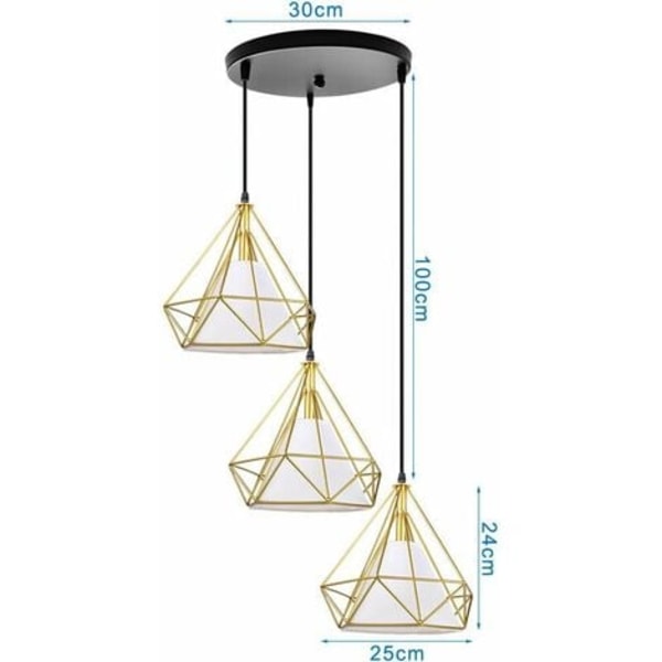 Modern Diamantbur Cage Hänglampa 25cm Justerbar Rep Industriell Järn Chandelier Armatur Matrum Bar