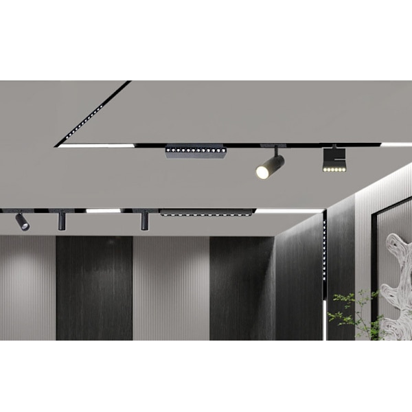 Integroitu LED 48V magneettinen kiskovalaisin, ilman päävalaistusritilää, avoin ja piilotettu asennus ilman reunaa (48V 6W magneettinen taittuva