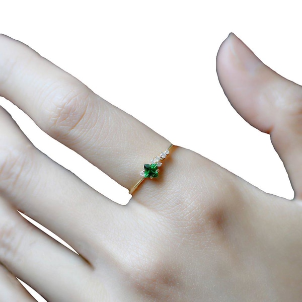 Mode Kvinnor Faux Emerald Inlagd Finger Ring Bröllop Engagemang Smycken Present US 8