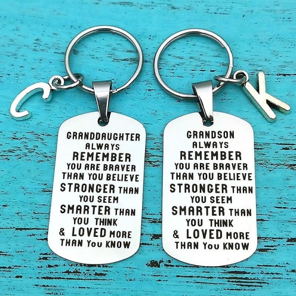 To My Grandson/granddaughter Gift Lettering Keychain Stainless Steel Keychain Pendant