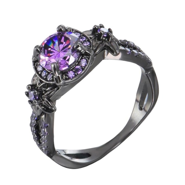 Elegant Women Faux Amethyst Inlaid Finger Ring Wedding Engagement Jewelry Gift