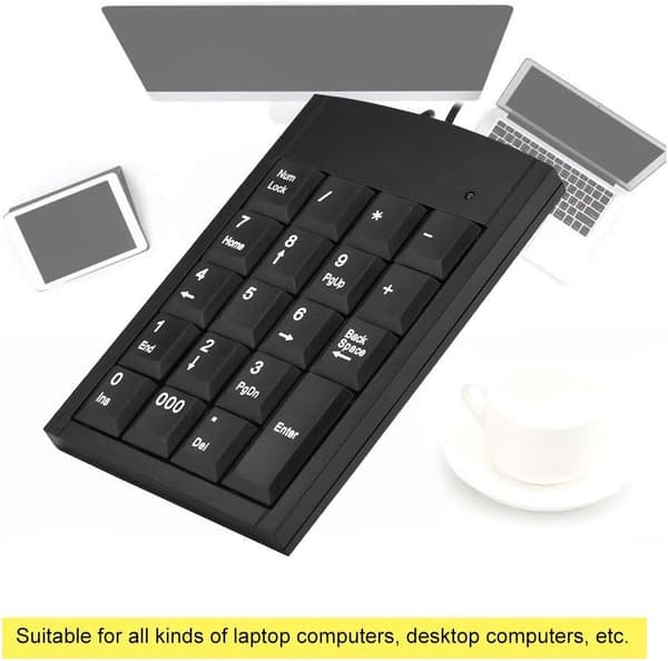 1 st USB Numeriskt Tangentbord, Bärbar Halksäker Mini USB Trådbunden