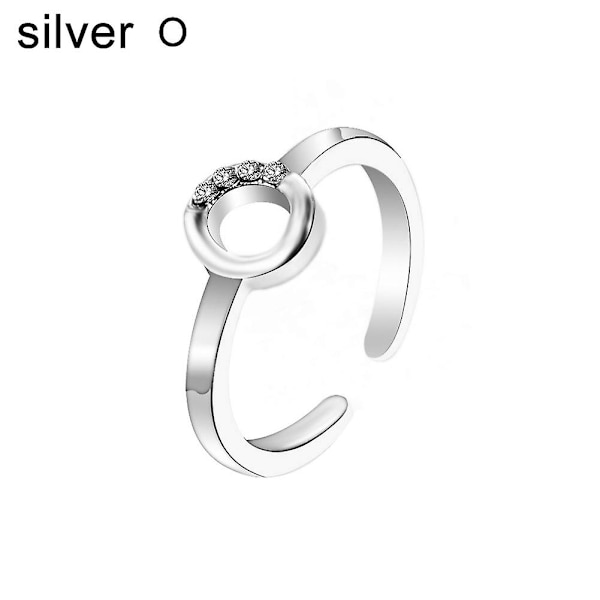 Muodin naiset yksinkertainen A-Z englanninkielinen aakkosten kirjain strassinen avoin sormus koru Silver C