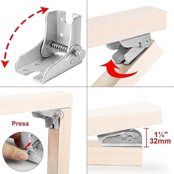 Pieces Fällbord Ben Gångjärn, 90 Graders Fällgångjärn, Fällbara Ben Fixeringsfäste, Självlåsande Fällbart Benfäste, Fällbart Köksbord (Silver)
