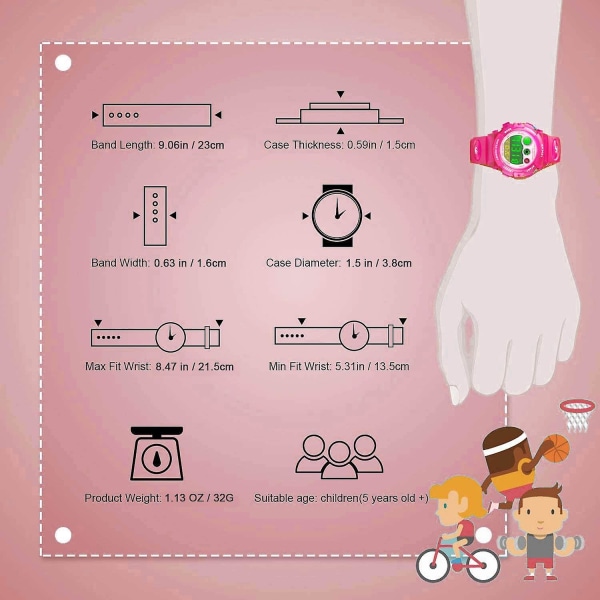 Digital watch för barn för pojkar, flickor, vattentäta elektroniska multi fritidsklockor för casual , 7 Co
