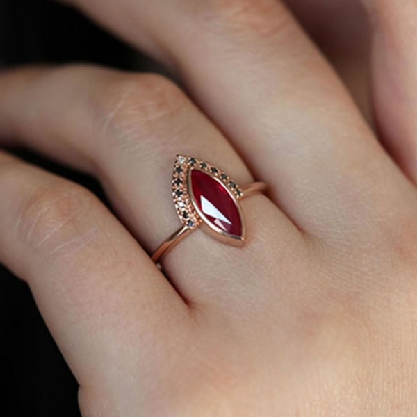 2 stk./sæt Rhinestone Retro Par Ringe Legering Rød Prismatisk Faux Krystal Finger Ringe Charm Smykker US 9