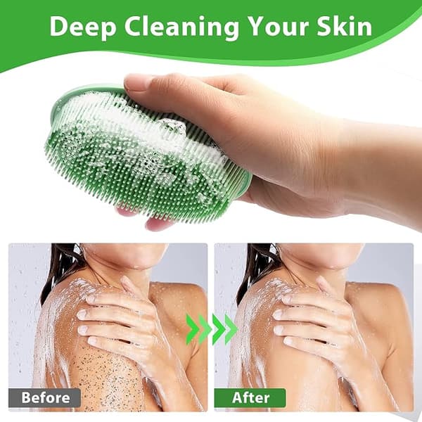 Grön silikon duschborste, mjuk kroppstvätt Exfolierande dusch