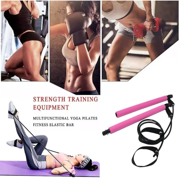 Bärbar Pilates Bar Kit Pilates Stick Yoga Fitness Gymstick Pink