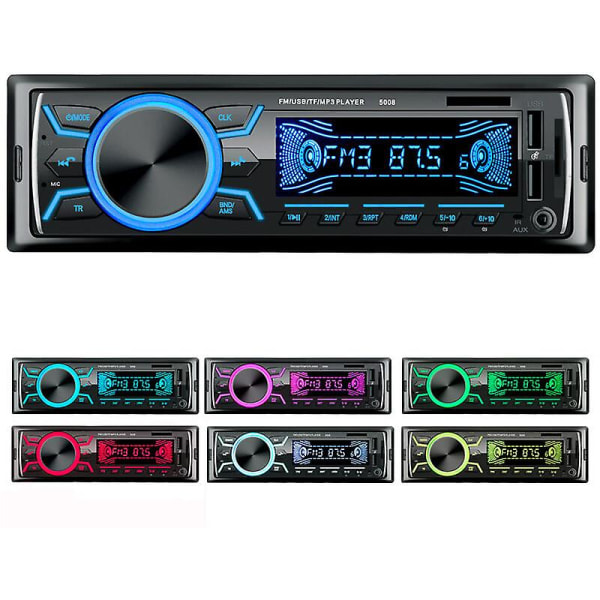 Bilradio Bluetooth Bilradio, 1din Bilradio, 4x60w Bilradio 7 Farge Stereo Fm Radio Usb/sd/aux/eq/mp3 Spiller Pioneer Bilradio