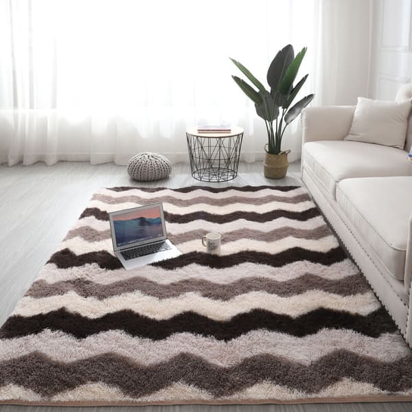 Langhåret teppe 100 x 200 cm brunt – Lang luv 4 cm – Vaskbart på 30°C – Myk tekstur for moderne interiør
