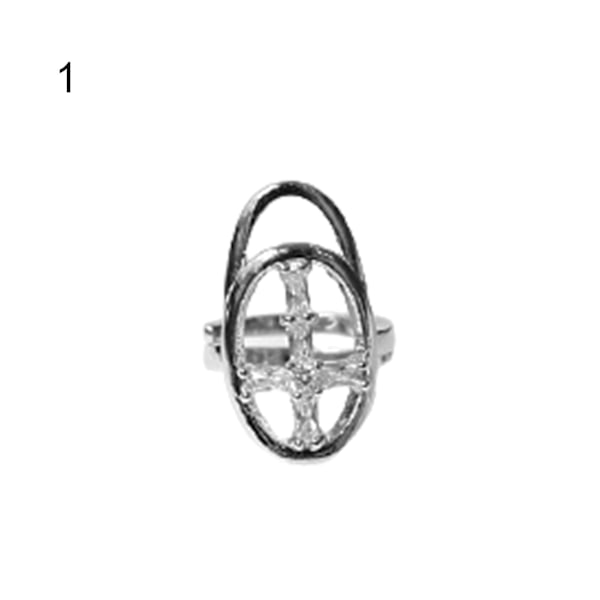Kvinnor Flickor Metall Ihålig Cool Blank Cubic Zirconia Inlagd Fingertopp Naglar Ring 1