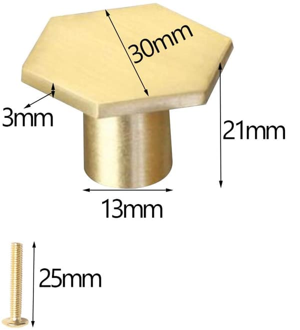 4 STK messing skuffehåndtag, enkelthuls skabslågehåndtag 30x21 mm