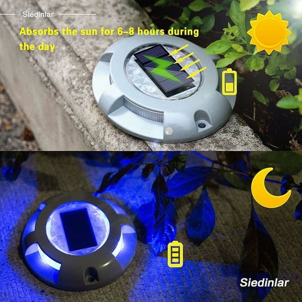 Solcelledæklys Indkørsel Solcellelampe Udendørs LED Vandtætte Lys til Have Dock Stiv Yard 2 Pakke (Blå)
