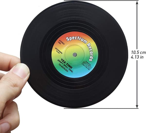 Sæt med 6 retro vinyl coasters