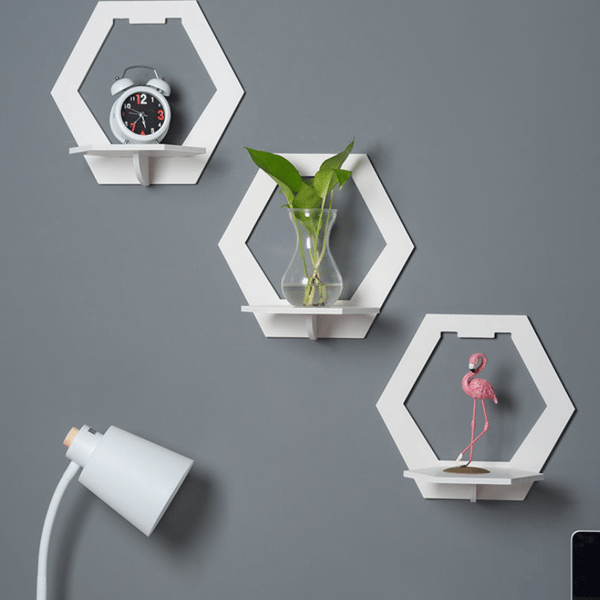 Blomhylla utan perforering för vardagsrumsvägg, hexagonformad 29*16*27cm