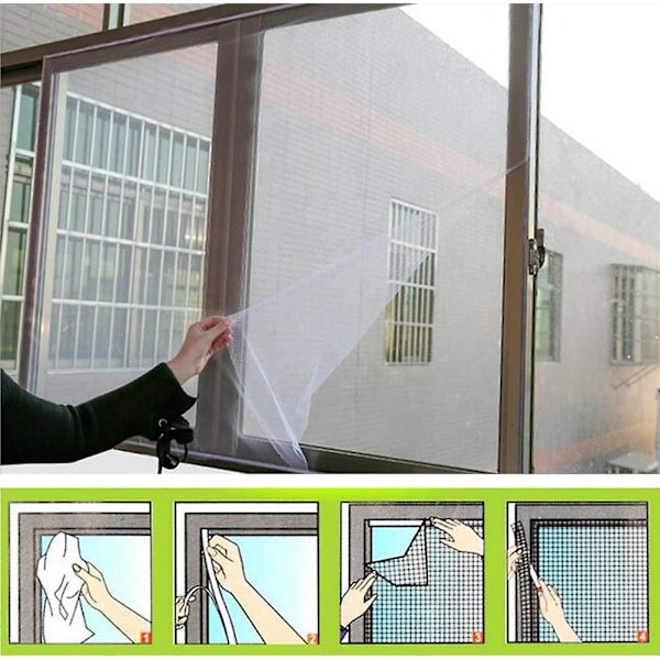 Vindue Myggenet, 3 Dele Myggenet Rulle Insekter Myg, Beskytter Net Mesh Vindue Gardin Standard Skærm Til Vindue 150 X 200cm Hvid