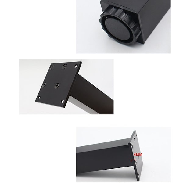 Justerbare Møbelben Højre Vinkel Støtte Sofa Ben Møbel Hardware Black 100mm