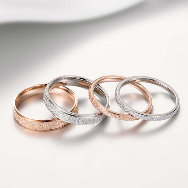Glitter Matt Tynn Bånd Titanium Stål Finger Ring Brude Bryllup Smykker Gave Silver US 5 4mm