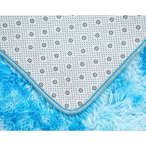 Supermjuk Plyschmatta Fluffig Faux Sammet Moderna Inomhusmattor Fluffig Lång Lugg Pälslook Mysig Sängbordmatta Soffa Matta (Blå 60 x 160cm)