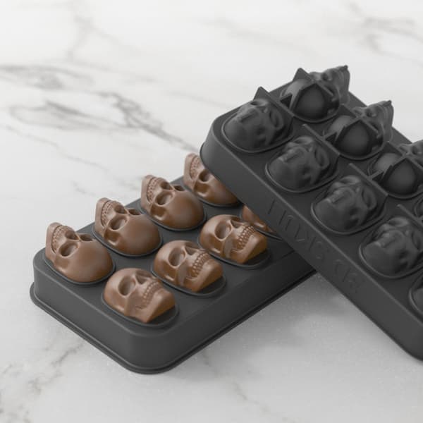 1 sort 3D kranie isterningebakke, BPA-fri silikone isterningeforme