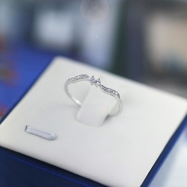 Kvinnors mode strass inlagd blad finger ring bröllop förslag smycken present US 6