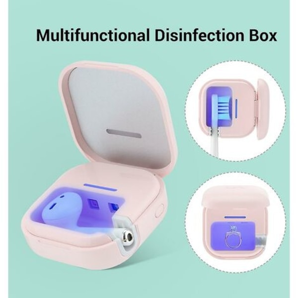 Pink Travel Portable UV Toothbrush Sanitizer Box