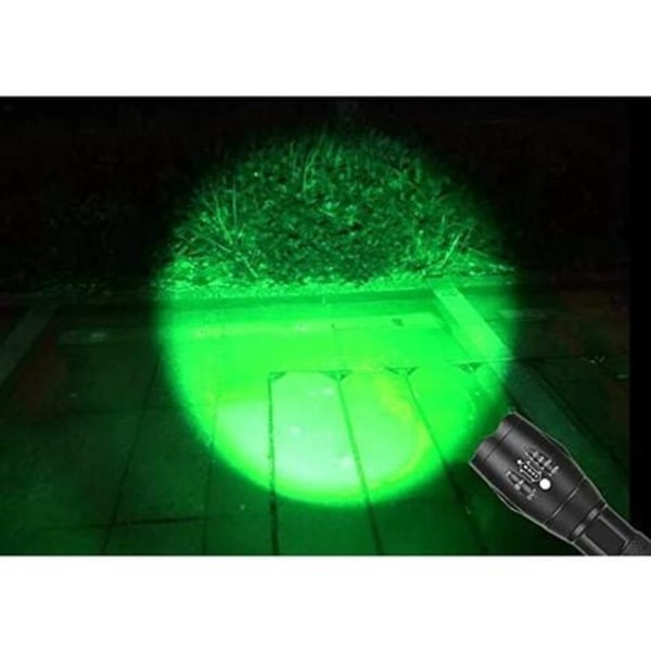 Grön ficklampa, ficklampa med grönt ljus 250 meter Grönt jaktljus 1-läge Zoomkapabel och vattentät för mörkerseende F
