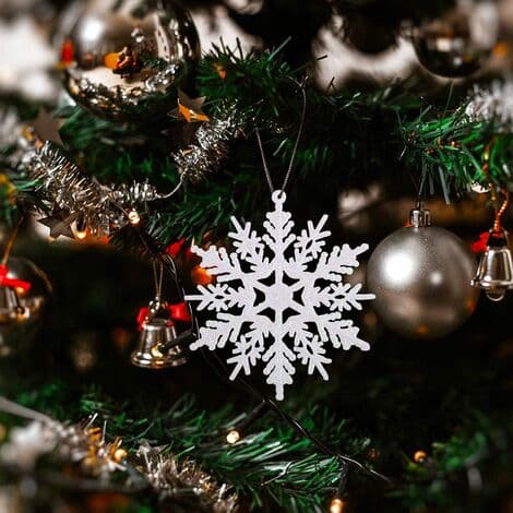 20 stk Julerispynt Snøflak til Juletreet - Diameter: 10cm - Hvit