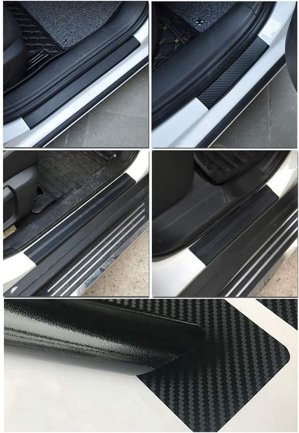 Sort 5 stk. 4D Carbon Sticker Klæbefilm til Auto Bil Dør