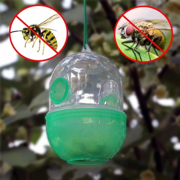 4X insektsfälla i plast - hängande getingfälla - miljövänligt skydd mot getingar, flugor och bålgetingar
