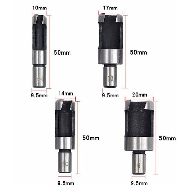 Träbearbetning Hex Countersink Bit Set Titanpläterade korkskruvbits (4pc Claw korkskruv)