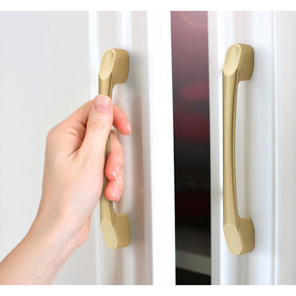 Skåpshandtag, lådhandtag, möbelbeslag i aluminiumlegering, (Guld damm 9004-96 hål avstånd)