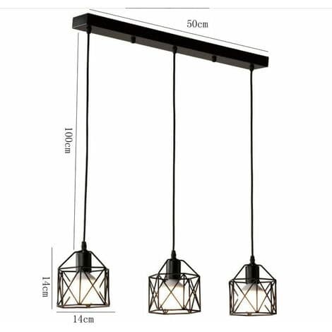 Lysekrone Pendellampe Metalkabinet Moderne Loftslampe E27 til Soveværelse Stue Gang Sort - Rektangulær Base - B