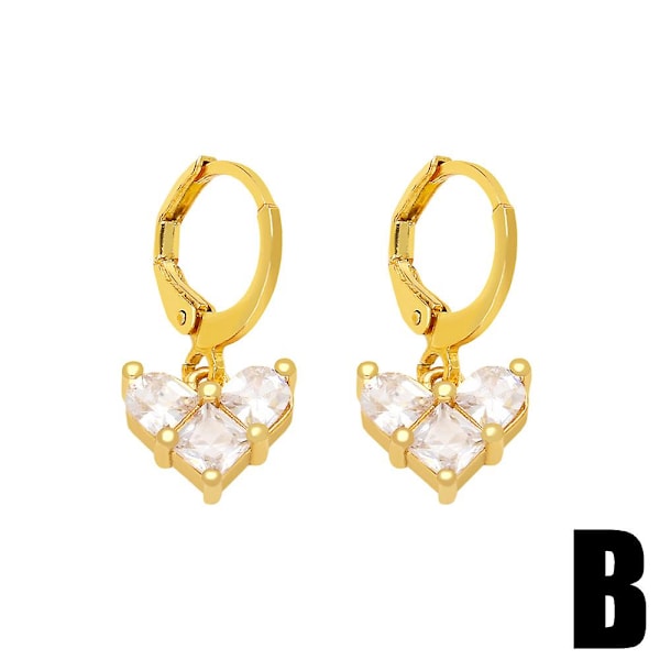 Øreringe Vintage Zircon Hjerte Stud Fashion Smykker Ac8629 B