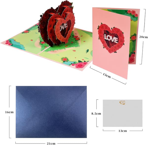 1 stk Magisk til Valentinsdag - Hjerte forelsket i rose - Pop up