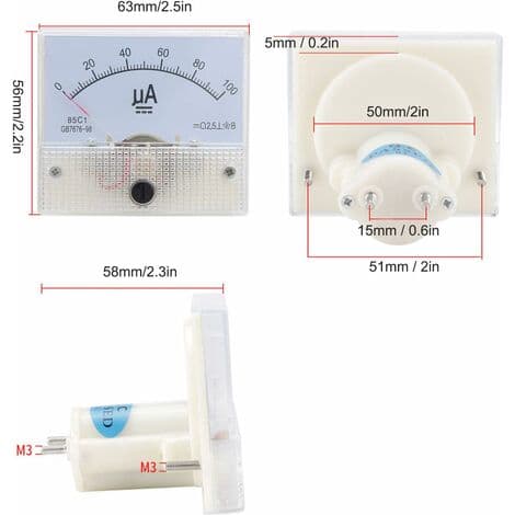 Analog voltmeter, 85C1 DC 0~100UA analog ammeter med peker, strømpanelmeter med enkel struktur Fonepro