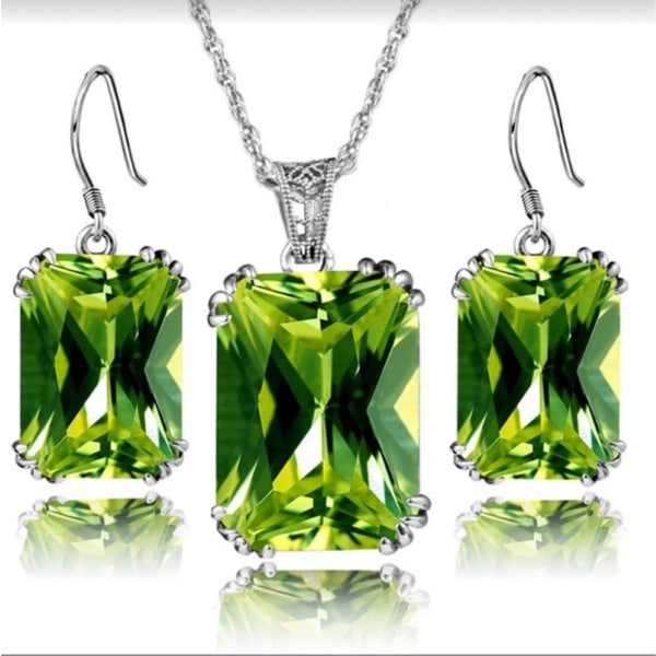 Ladies Colored Crystal Diamond Retro Earrings Necklace Set