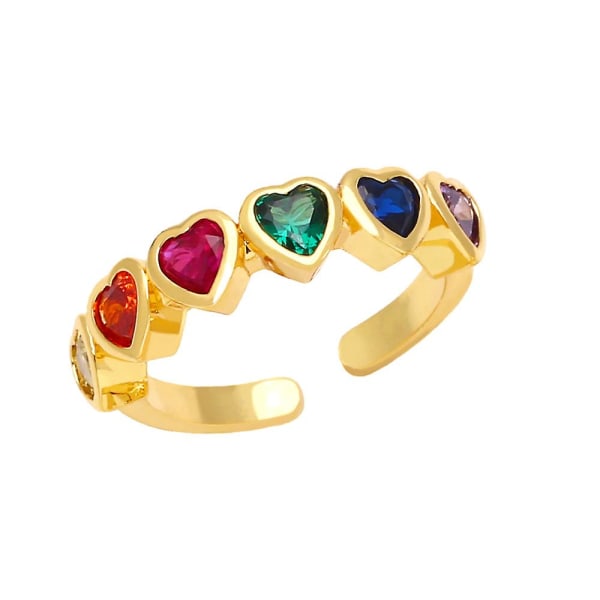 Ring Vintage Zircon Heart Stud Fashion smykker Ac10237 Colorful