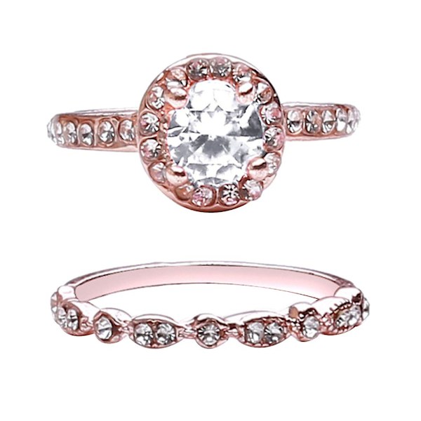 2 stk. Kvinders Faux Zirkon Rhinestone Finger Ring Smykker Frieri Bryllup Gave White US 6