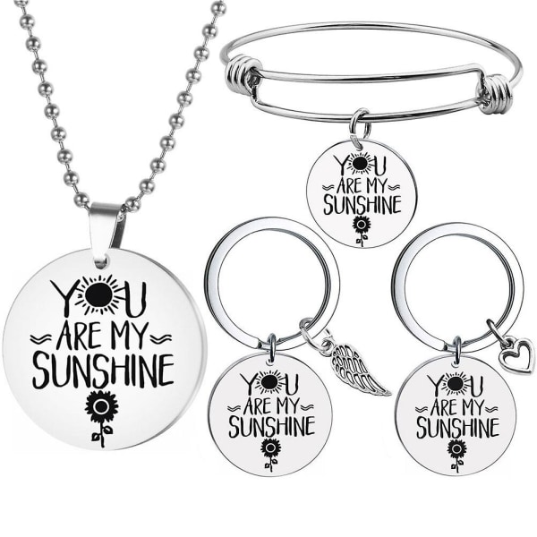 4pcs Stainless Steel Key Chain Pendent Necklace Bracelet Jewelry Accessories