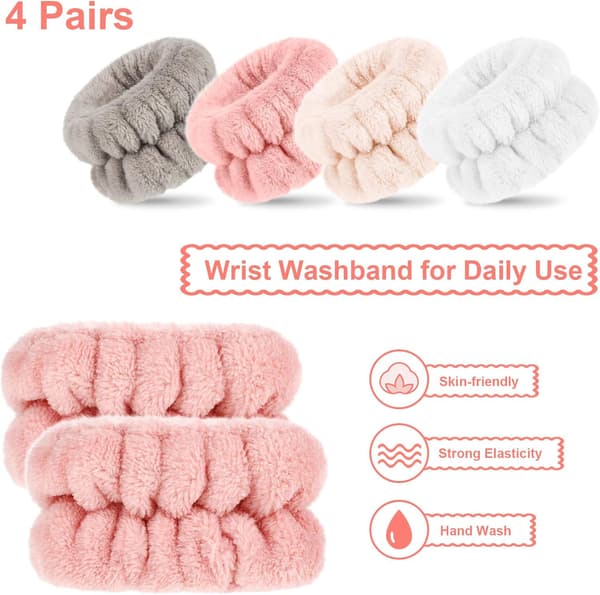 4 par Mikrofiber Ansigtsvask Absorberende Håndledsremme til Kvinder