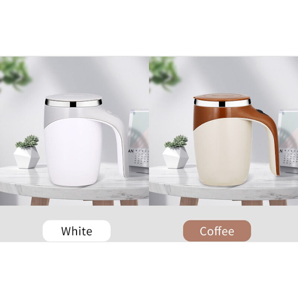 304 Rostfritt Stål Kaffe Mugg Automatisk Omrörning Kopp (Vit)