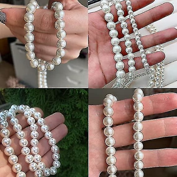 Perlehalskæde til mænd, hvid rund perlehalskæde perlekvælerhalskæde mode smykker gaver til kvinder mænd teenagere