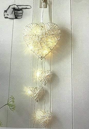 Rustik Shabby Chic 6x Väggmonterad Vickerhjärta LED-slinga