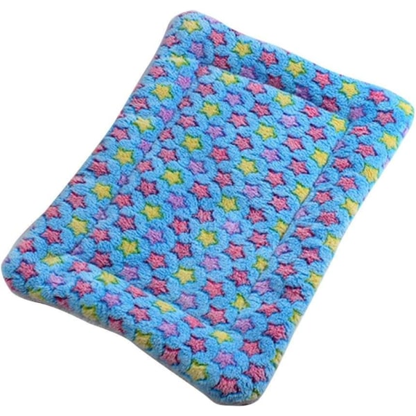 Plush Stjerne Dyrepledd Korallfløyel Valpebed Pute Korallfløyel Dyresovematte Sommer Hundesovesofa Varmt Pute Blå, S: 50x35cm