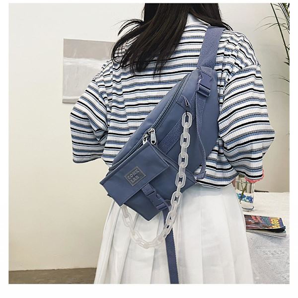 Dam College Style Enkel En-axlad Messenger Bag Mjuk Tjej Tjej Student Nylon Midjeväska A916-980 Blue