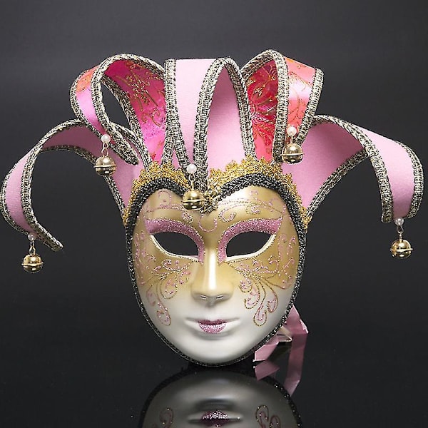 Venetiansk Maskeradboll Mask - Ros Röd